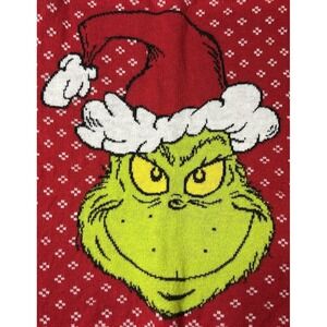 The Grinch Sweater‎ Kids XS Red White Green Grinch Face Holiday Christmas